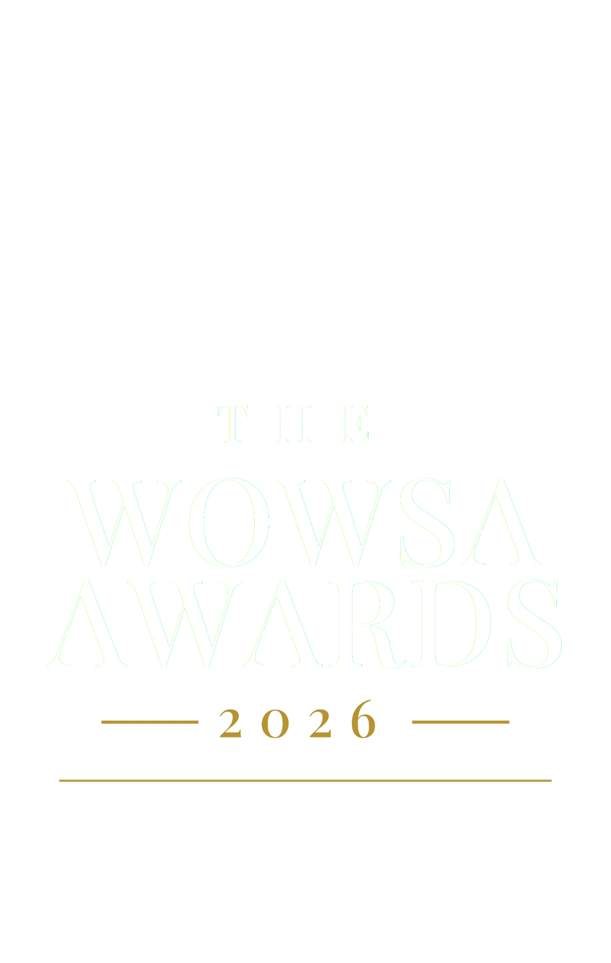 The WOWSA Awards 2026 × Outdoor Swimmer — Awards × Outdoor Swimmer lockup — stacked, white